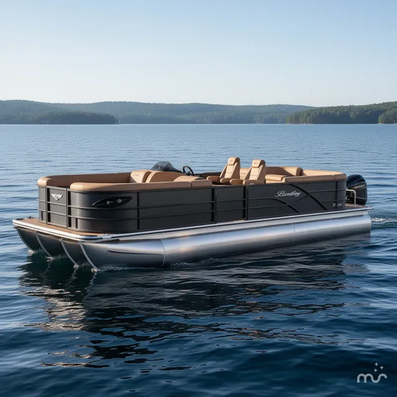 Slide: The Image of Bentley Pontoons Legacy 200HP Navigator 223 Quad Lounge Tritoon 2026 - 0