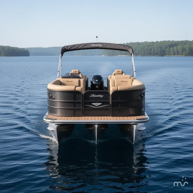 Slide: The Image of Bentley Pontoons Legacy 200HP Navigator 223 Quad Lounge Tritoon 2026 - 1