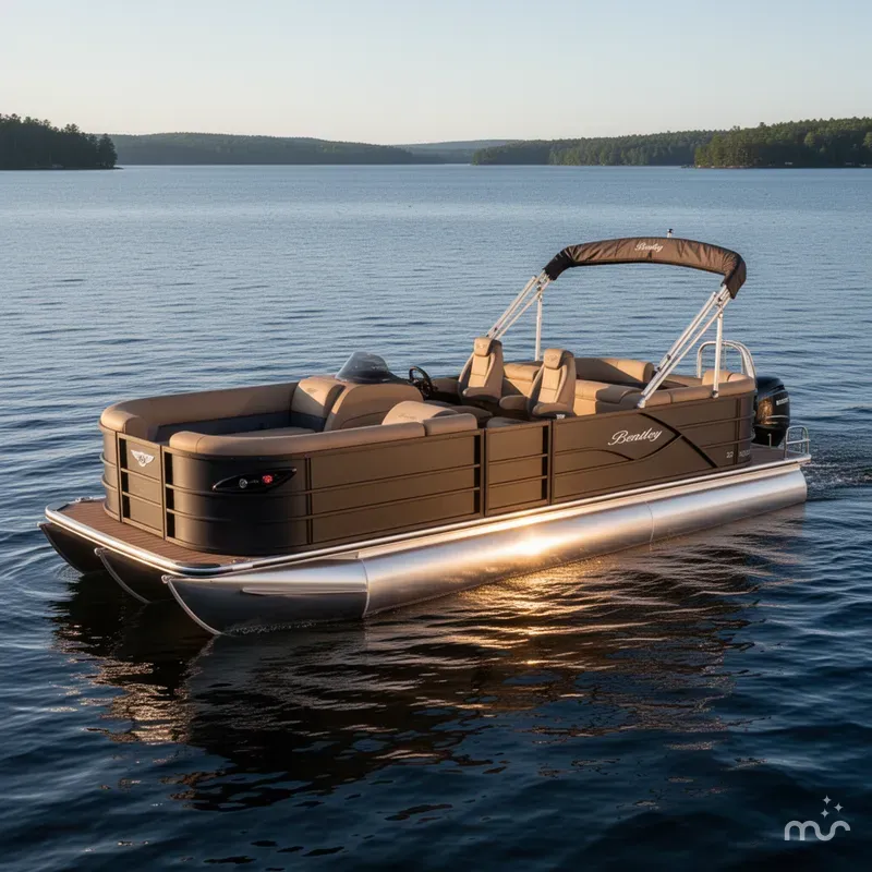 Slide: The Image of Bentley Pontoons Legacy 200HP Navigator 223 Quad Lounge Tritoon 2026 - 2