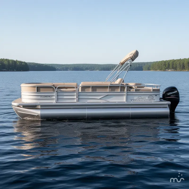Slide: The Image of Sun Tracker Party Barge Rear Lounge 22 150HP Tritoon $34,995 2017 - 1