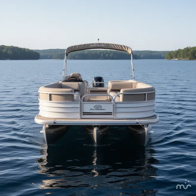Slide: The Image of Sun Tracker Party Barge Rear Lounge 22 150HP Tritoon $34,995 2017 - 2
