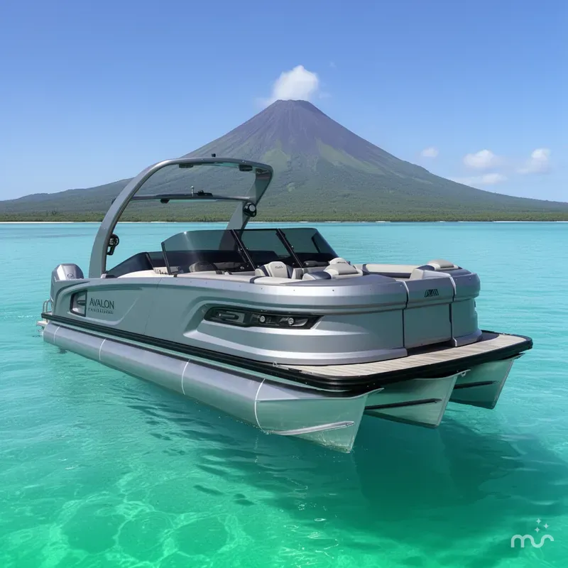 Slide: The Image of Avalon 2785 Avalon Excalibur Windshield Quad Lounger, Twin Mercury 425hp V-10's w Joystick 2026 - 2