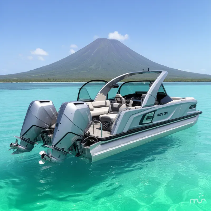 Slide: The Image of Avalon 2785 Avalon Excalibur Windshield Quad Lounger, Twin Mercury 425hp V-10's w Joystick 2026 - 3