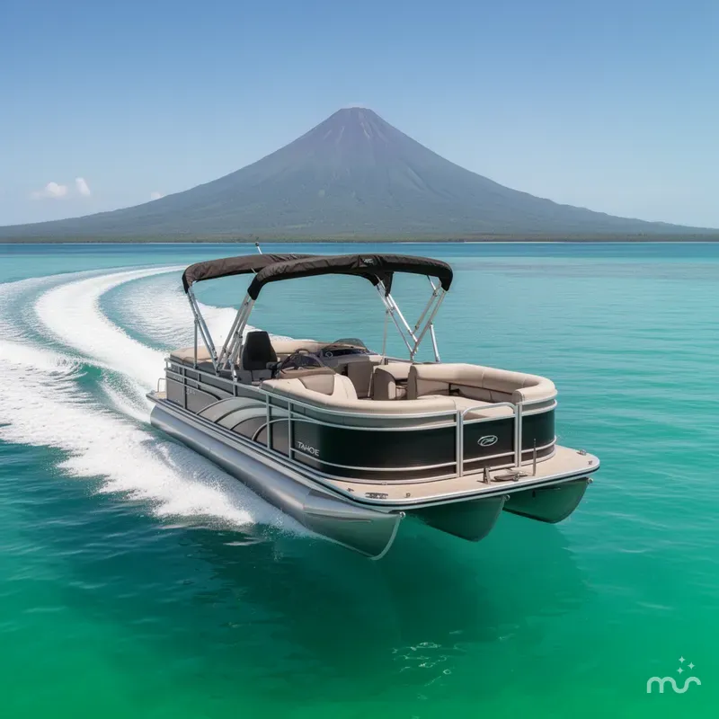 Slide: The Image of Tahoe LTZ CRB 2385 Cruise Rear Bench Pontoon 2026 - 2