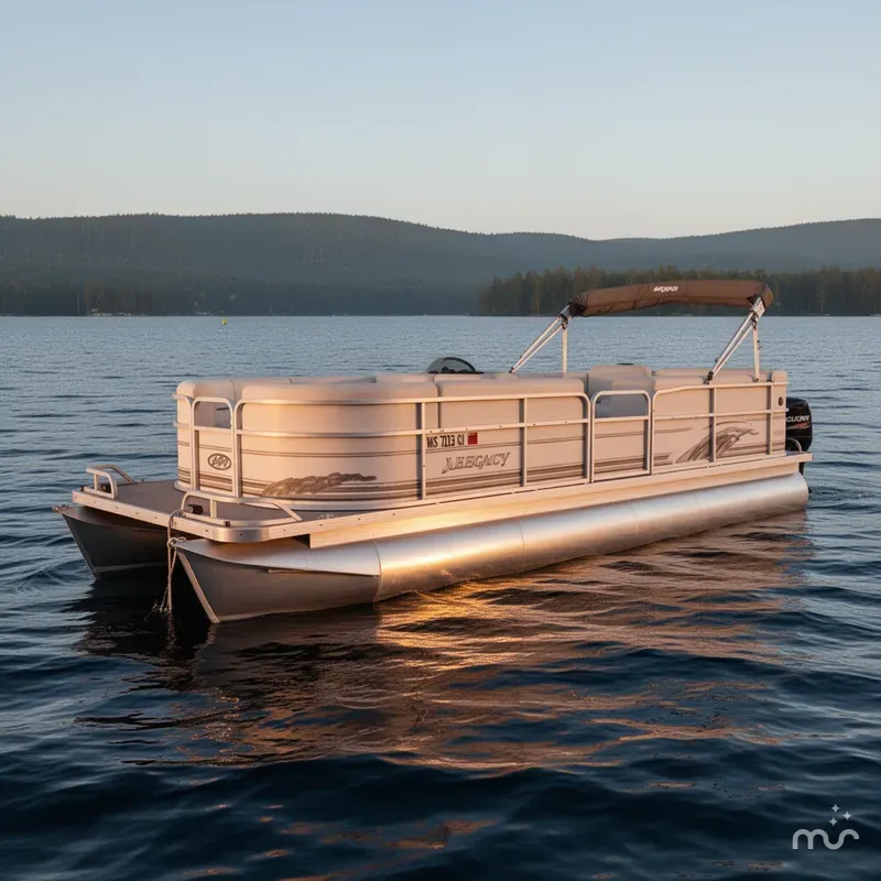 Slide: The Image of Manitou Legacy 240 & 2017 Mercury 4Stroke EFI $12,995 2001 - 2