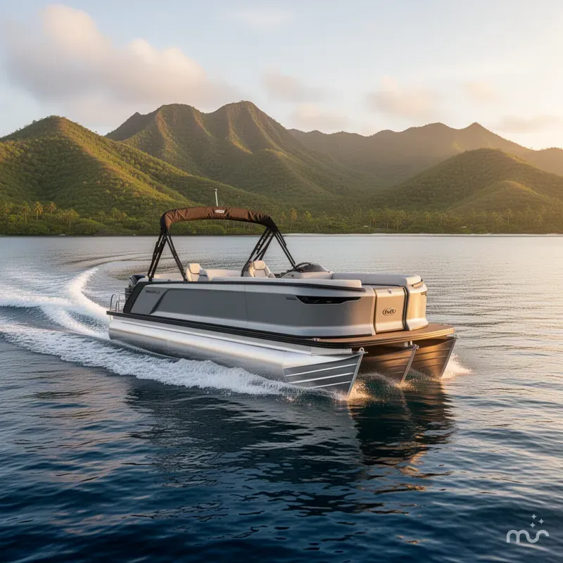 Slide: The Image of Manitou Explore 26 Switchback Single Engine Tritoon 2024 - 1