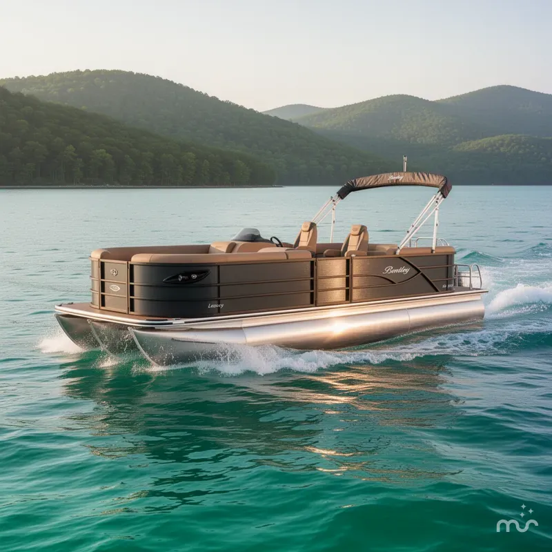 Slide: The Image of Bentley Pontoons Legacy 300HP 243 Navigator Quad Lounge Tritoon 2026 - 1