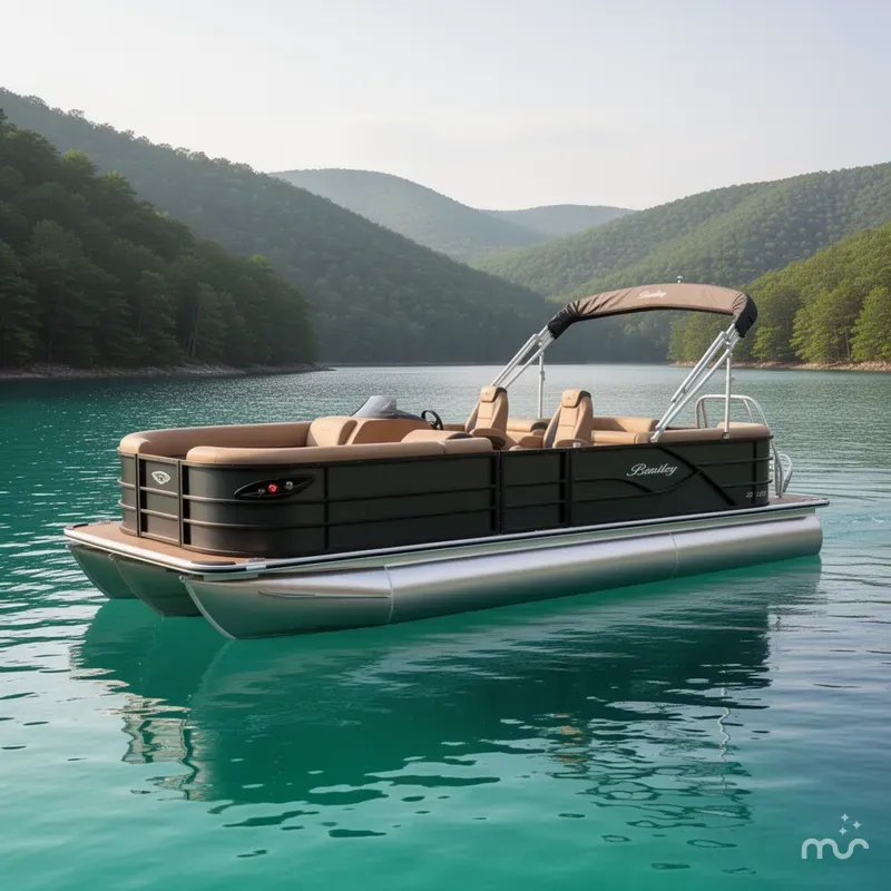 Slide: The Image of Bentley Pontoons Legacy 300HP 243 Navigator Quad Lounge Tritoon 2026 - 2