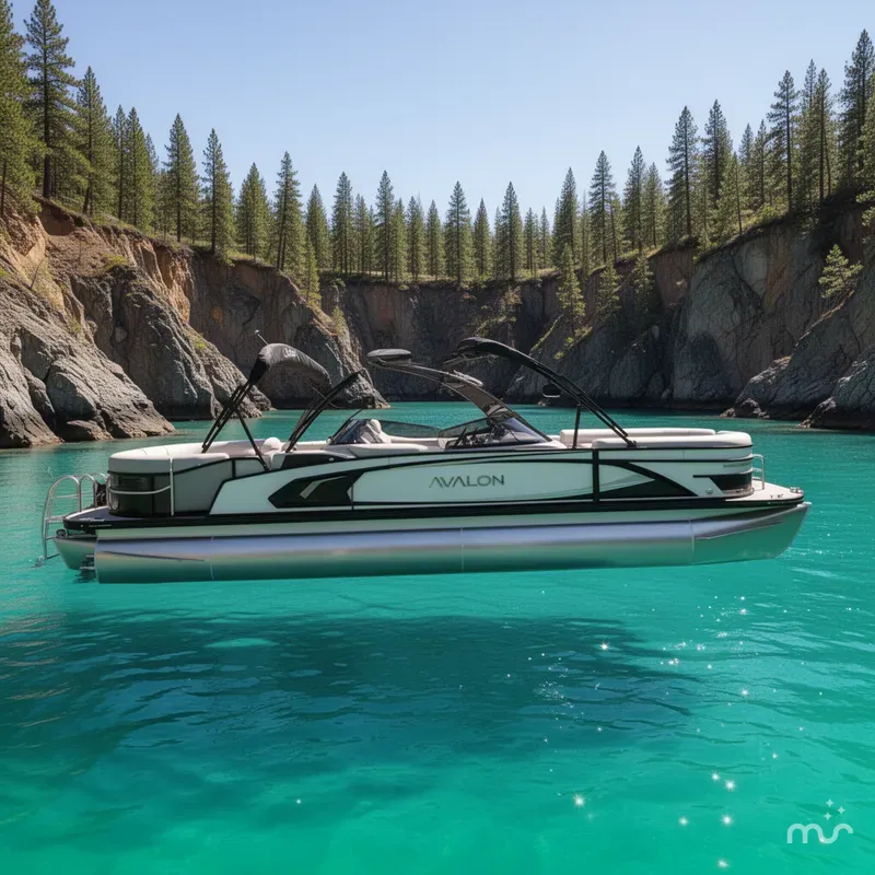 Slide: The Image of Avalon Excalibur LTD Quad Lounger Shift Windshield - 27 FT w/ Twin 425HP Mercury V10's! 2026 - 2