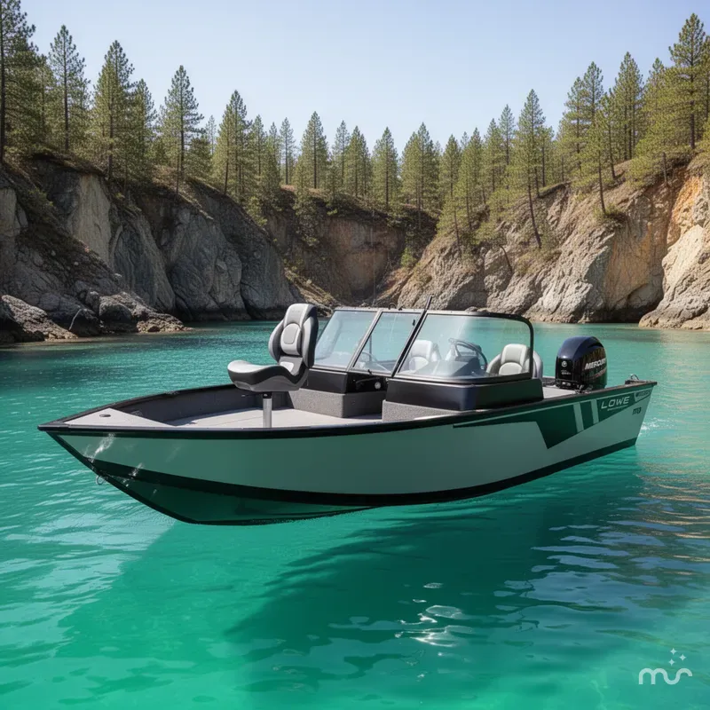 Slide: The Image of Lowe Fishing Machine Walk Thru FM 1775 WT w/ 115HP Mercury! 2026 - 2