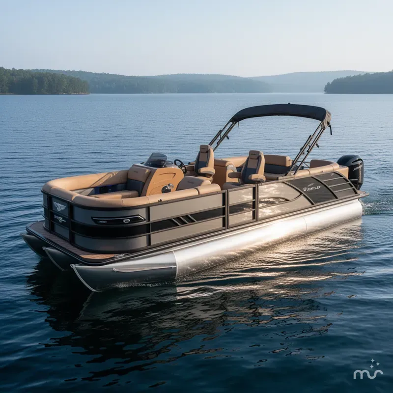 Slide: The Image of Bentley Pontoons Elite 223 Admiral Quad Lounge Tritoon 2026 - 2