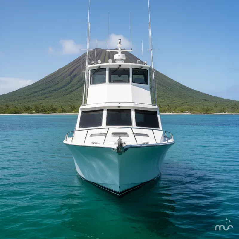 Slide: The Image of Custom Torres Boat Mfg. Flybridge 43 1982 - 1