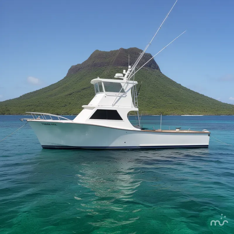 Slide: The Image of Custom Torres Boat Mfg. Flybridge 43 1982 - 2