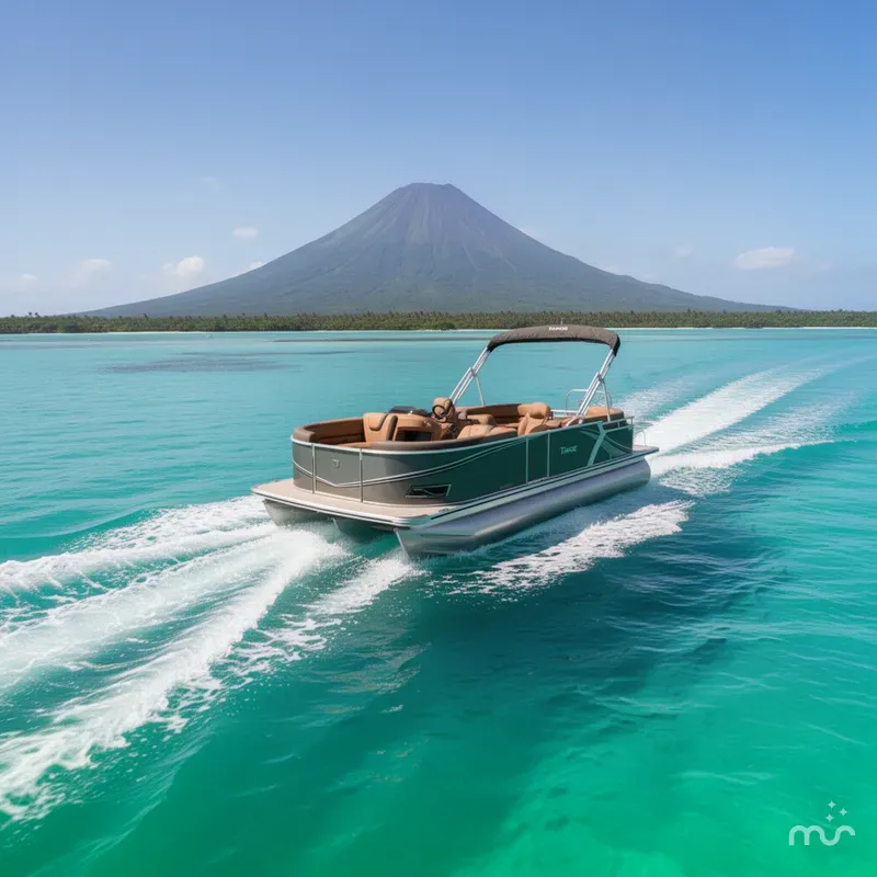 Slide: The Image of Tahoe LTZ 2385 Quad Lounge Tritoon & Honda 4-Stroke EFI 2026 - 2
