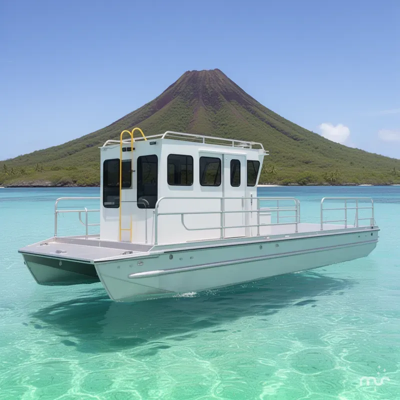 The Image of Custom Commercial Aluminum 34x10 Deck Boat 2010 - 0