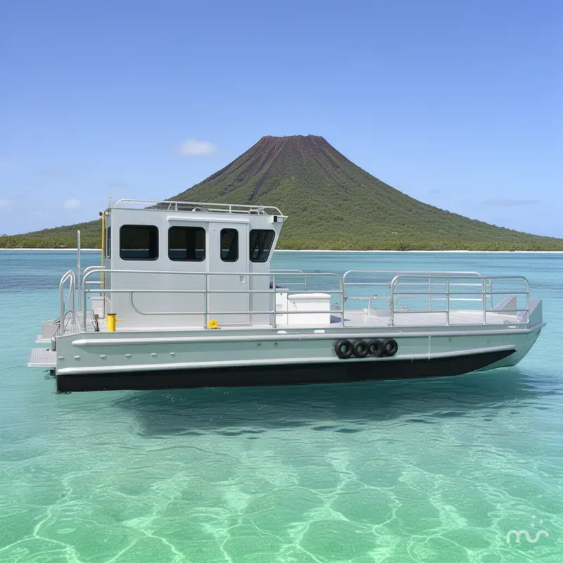 Slide: The Image of Custom Commercial Aluminum 34x10 Deck Boat 2010 - 2