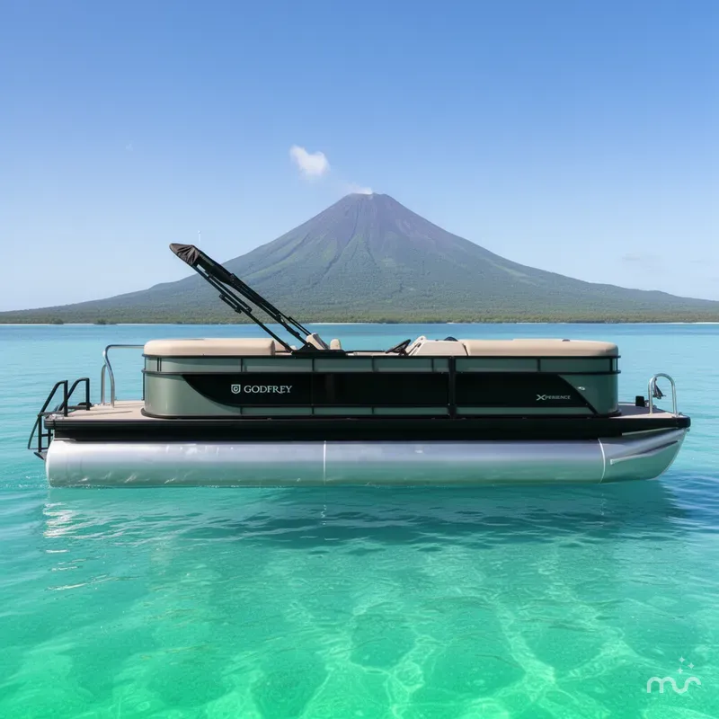 Slide: The Image of Godfrey Sweetwater Xperience 22' Split Bench Tritoon - 2286 SBX 2027 - 2