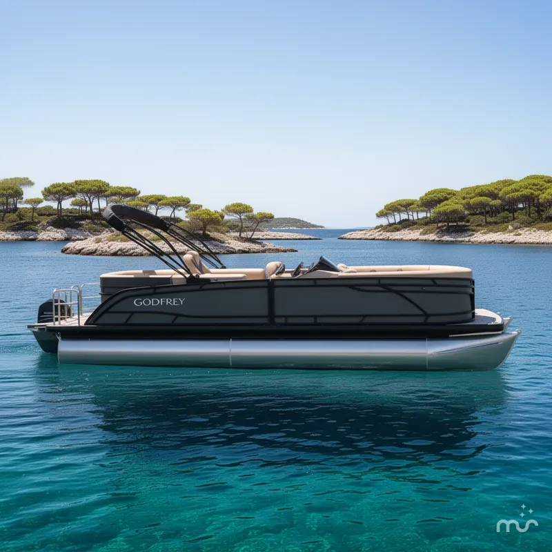 Slide: The Image of Godfrey Monaco 23' Single Flip Lounge Tritoon - 235 SFLC 2027 - 2