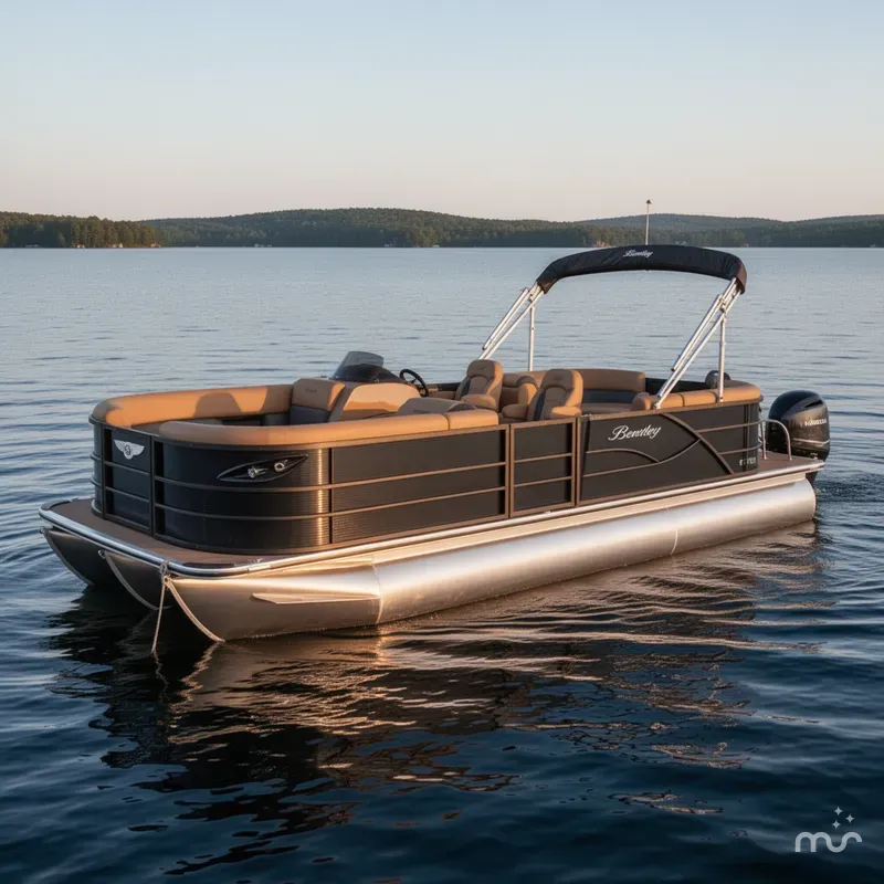 Slide: The Image of Bentley Pontoons Legacy 220 Navigator Quad Lounge & Honda 4-Stroke EFI 2026 - 2