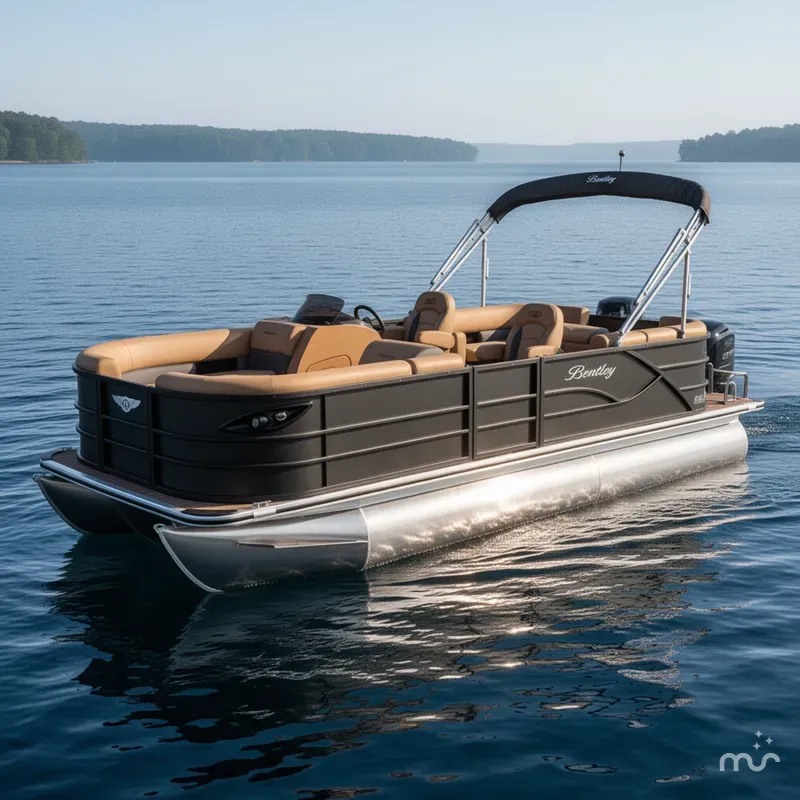 Slide: The Image of Bentley Pontoons Legacy 220 Navigator Quad Lounge & Honda 4-Stroke EFI 2026 - 2