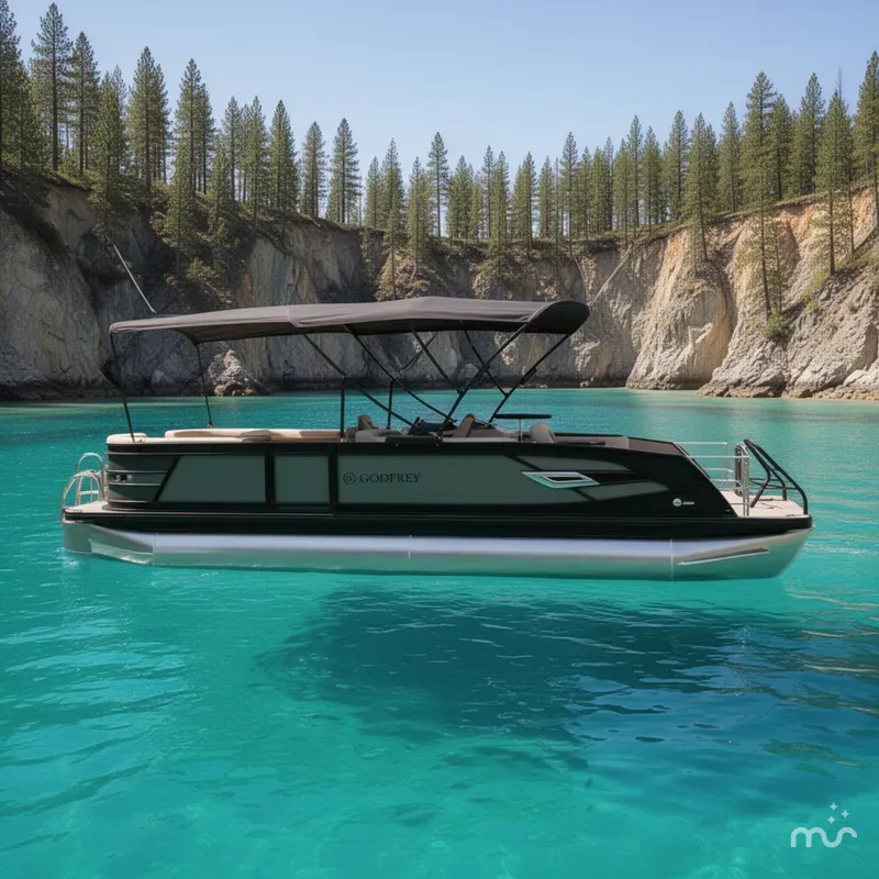 Slide: The Image of Godfrey AquaPatio 25' Flip Lounge Tritoon - 255 SFL 2025 - 2