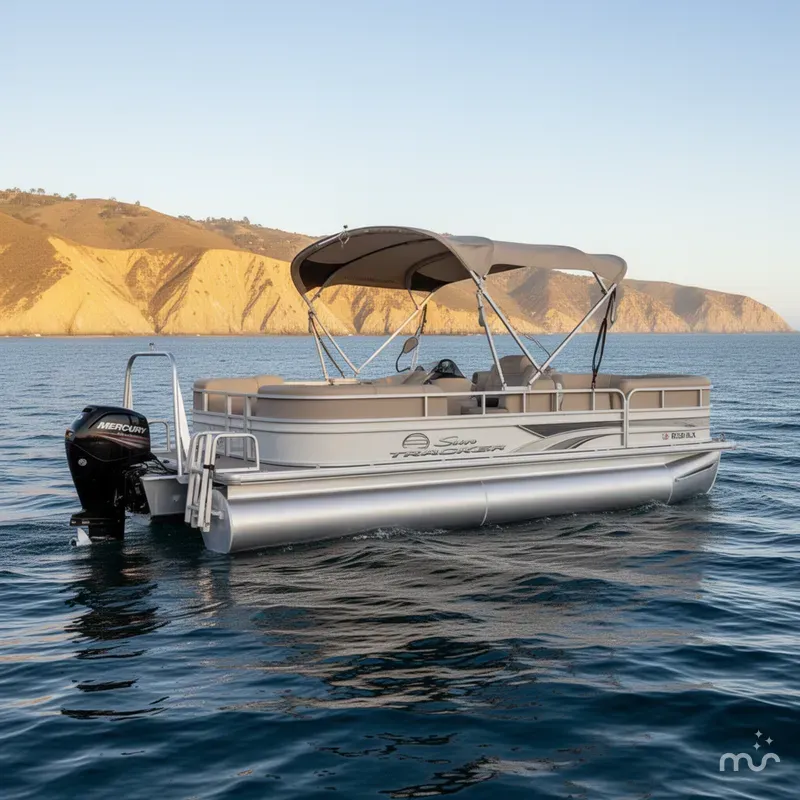 Slide: The Image of Sun Tracker Party Barge 22 DLX w/ 115HP Mercury! 2017 - 0