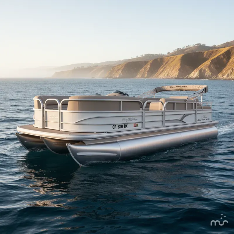 Slide: The Image of Sun Tracker Party Barge 22 DLX w/ 115HP Mercury! 2017 - 1