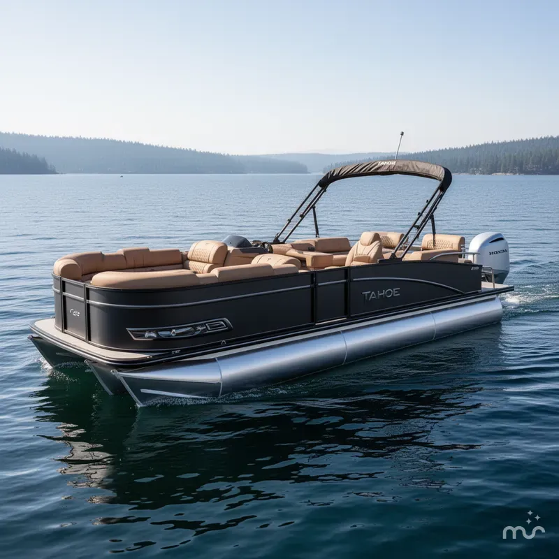 Slide: The Image of Tahoe Cascade 2385 Quad Lounge Shift SS Tritoon & Honda 4-Stroke EFI 2025 - 0