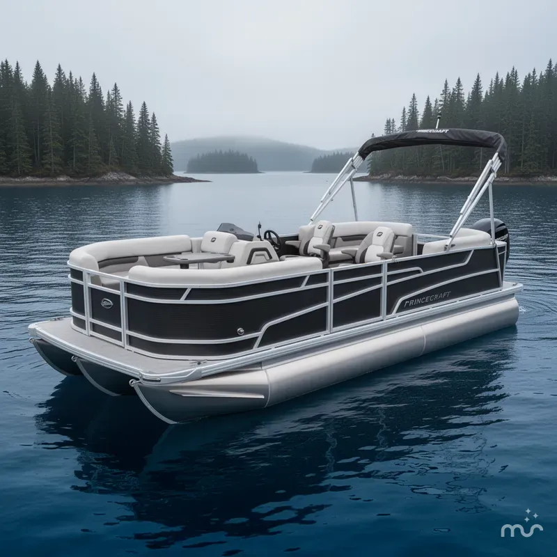 Slide: The Image of Princecraft Vectra 21 Quad Lounge Pontoon & Mercury 4-Stroke EFI 2026 - 2