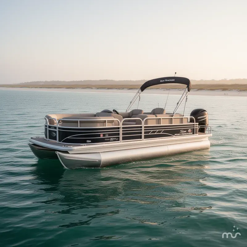 Slide: The Image of Sun Tracker Fishin Barge 20DLX w/Mercury 90ELPT CT 90HP - 4 - Stroke Engine and Trailer Included 2020 - 1