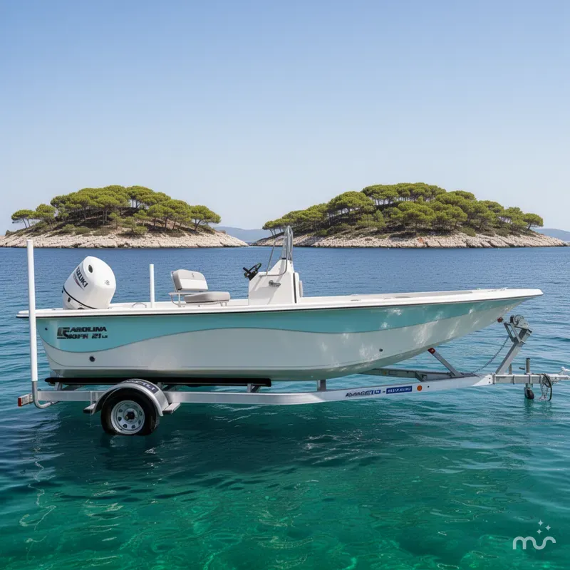 Slide: The Image of Carolina 21 LS With 150HP Suzuki and custom aluminum trailer 2025 - 2