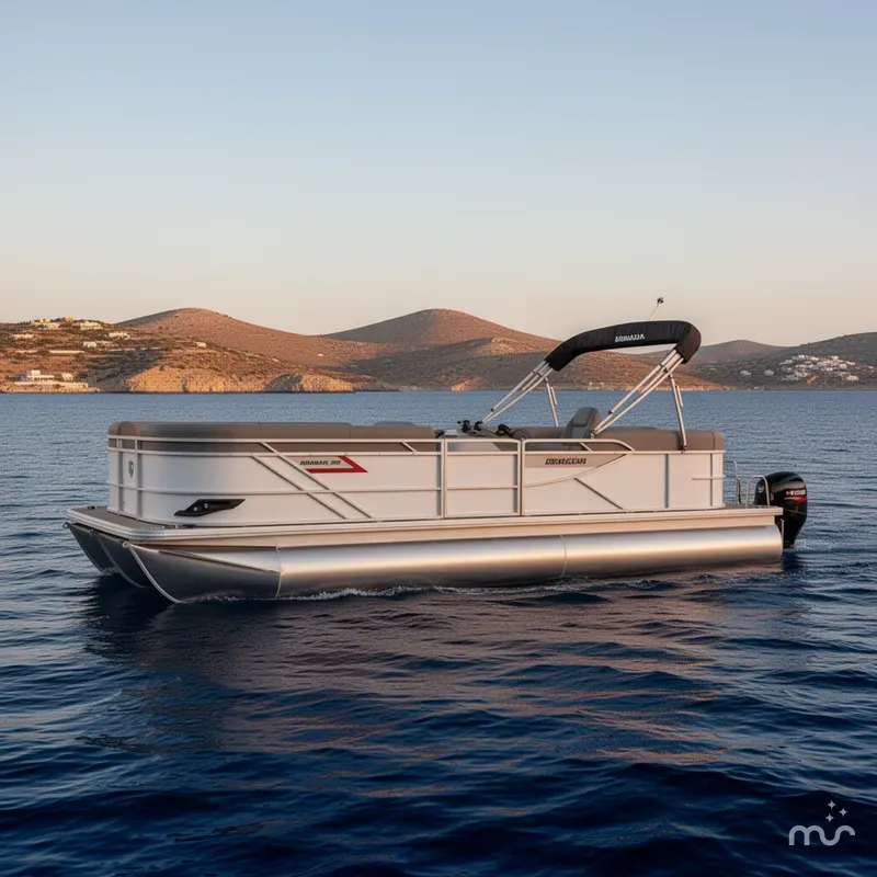 Slide: The Image of Armada Drakkar 248 Tritoon w/200HP Suzuki & Tandem axle trailer 2025 - 2