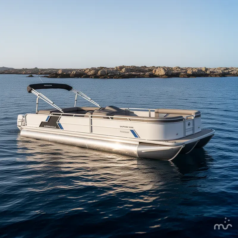 Slide: The Image of Armada Saphir CR208 Tritoon w/140HP Suzuki & Single Axle Trailer 2025 - 2