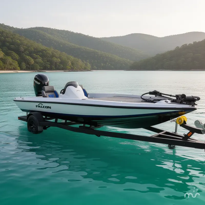 Slide: The Image of Falcon Boats Freedom 18 w/150HP Mercury & single axle trailer 2025 - 2
