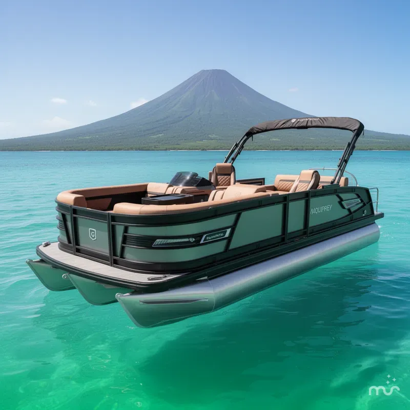 Slide: The Image of Godfrey AquaPatio 23' Flip Lounge Tritoon - 235 SFLC 2026 - 2
