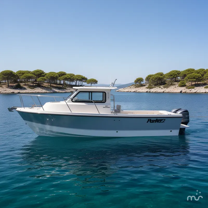 Slide: The Image of Parker Marine 227 Explorer WITH AC AND SEAKEEPER RIDE 2026 - 2