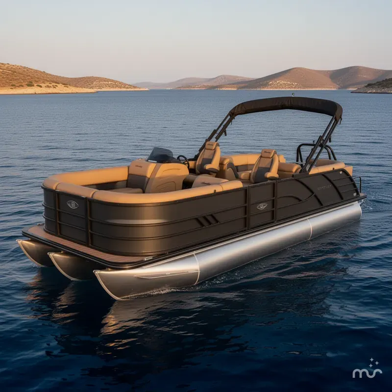 The Image of Bentley Pontoons Elite 350HP Admiral 253 Quad Lounge Tritoon 2026 - 0