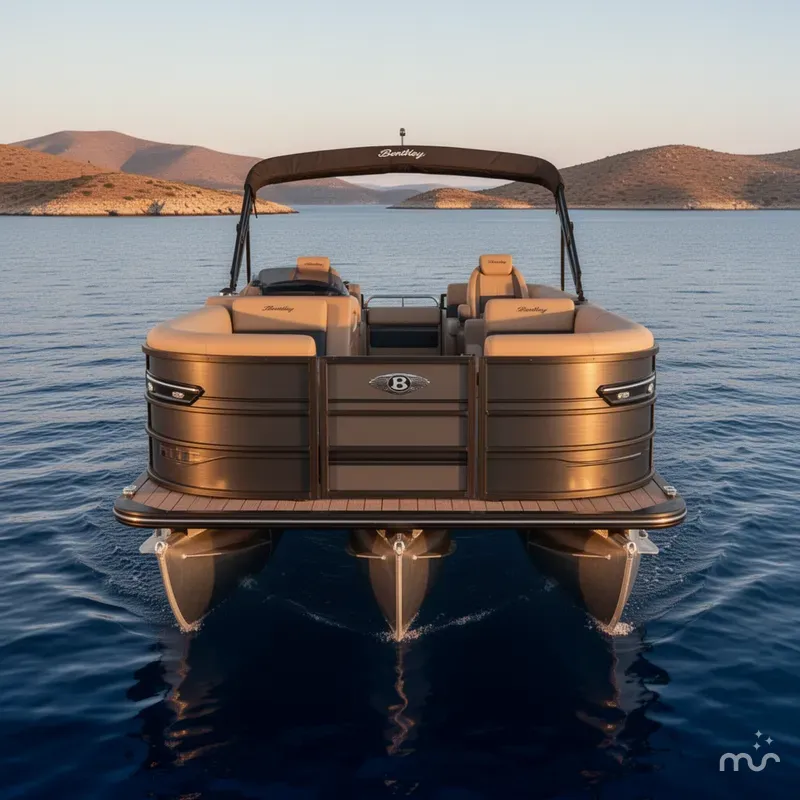 Slide: The Image of Bentley Pontoons Elite 350HP Admiral 253 Quad Lounge Tritoon 2027 - 1