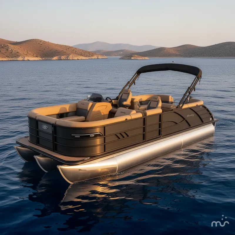 Slide: The Image of Bentley Pontoons Elite 350HP Admiral 253 Quad Lounge Tritoon 2027 - 2