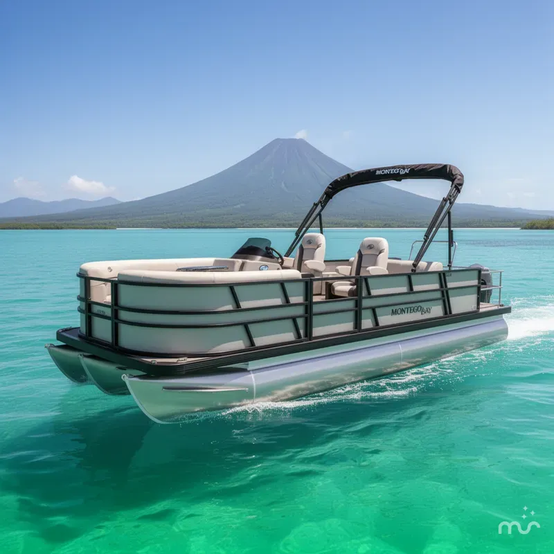Slide: The Image of Montego Bay 8522 Swingback Premium Deluxe Pontoon & Honda 4-Stroke EFI 2026 - 2