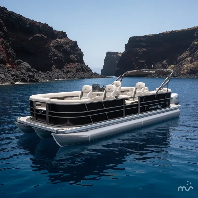 Slide: The Image of Montego Bay 8522 Quad Lounger BR Deluxe Pontoon & Honda 4-Stroke EFI 2026 - 2