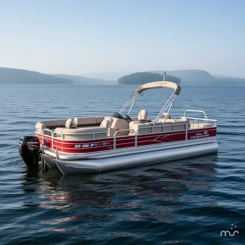 Slide: The Image of Sun Tracker Fishin Barge 22 DLX XP3 Tritoon & 150HP Mercury 4Stroke - $39,995 2019 - 2