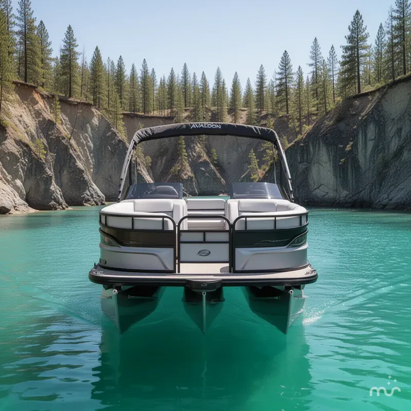 Slide: The Image of Avalon Avalon Carbon Series Excalibur Quad Lounger Shift Windshield - 27 FT w/ 400HP Mercury V10! 2026 - 1