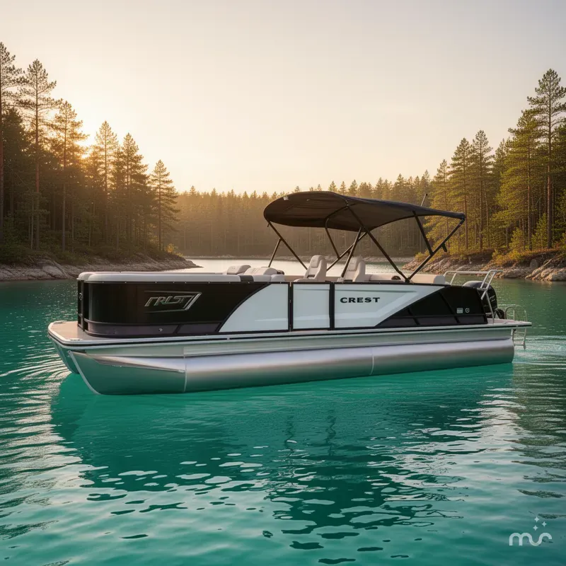 Slide: The Image of Crest Caribbean 230 SLS Tri-Toon w/200hp, Trailer, Exten 2025 - 2
