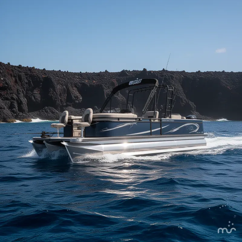 Slide: The Image of Angler Qwest Pontoons AQ 8522/24 PRO TROLL 2023 - 2