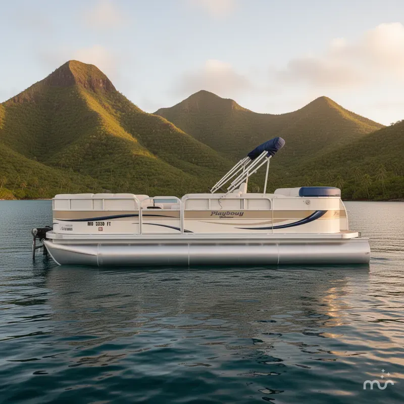 Slide: The Image of Playbouy Yachtsman 23 Pontoon Powered By A 115HP Johnson Fo 2004 - 2