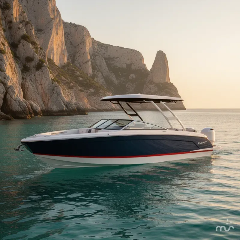 Slide: The Image of Cobalt R8 Outboard Coastal Edition Bowrider 2026 - 2