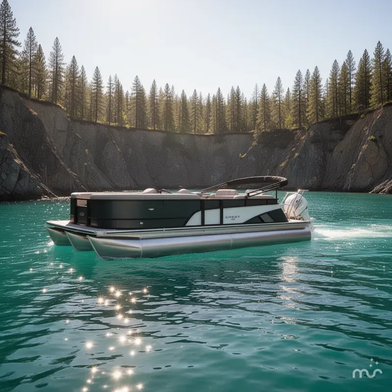 Slide: The Image of Crest Classic Platinum SLRC 240 24 Ft. Pontoon Boat 2024 - 2