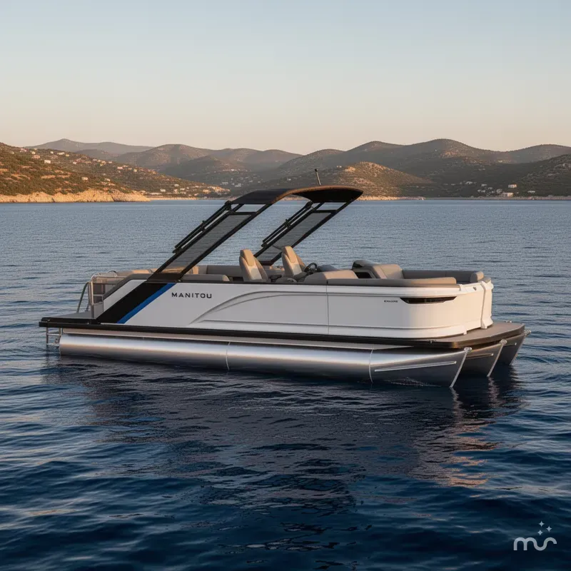 Slide: The Image of Manitou Explore 22 Max Navigator Pontoon Boat 2025 - 2