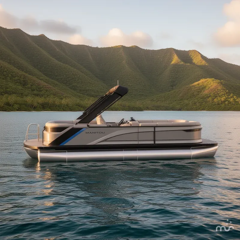 Slide: The Image of Manitou Explore 22 Max Bench Pontoon Boat 2025 - 2